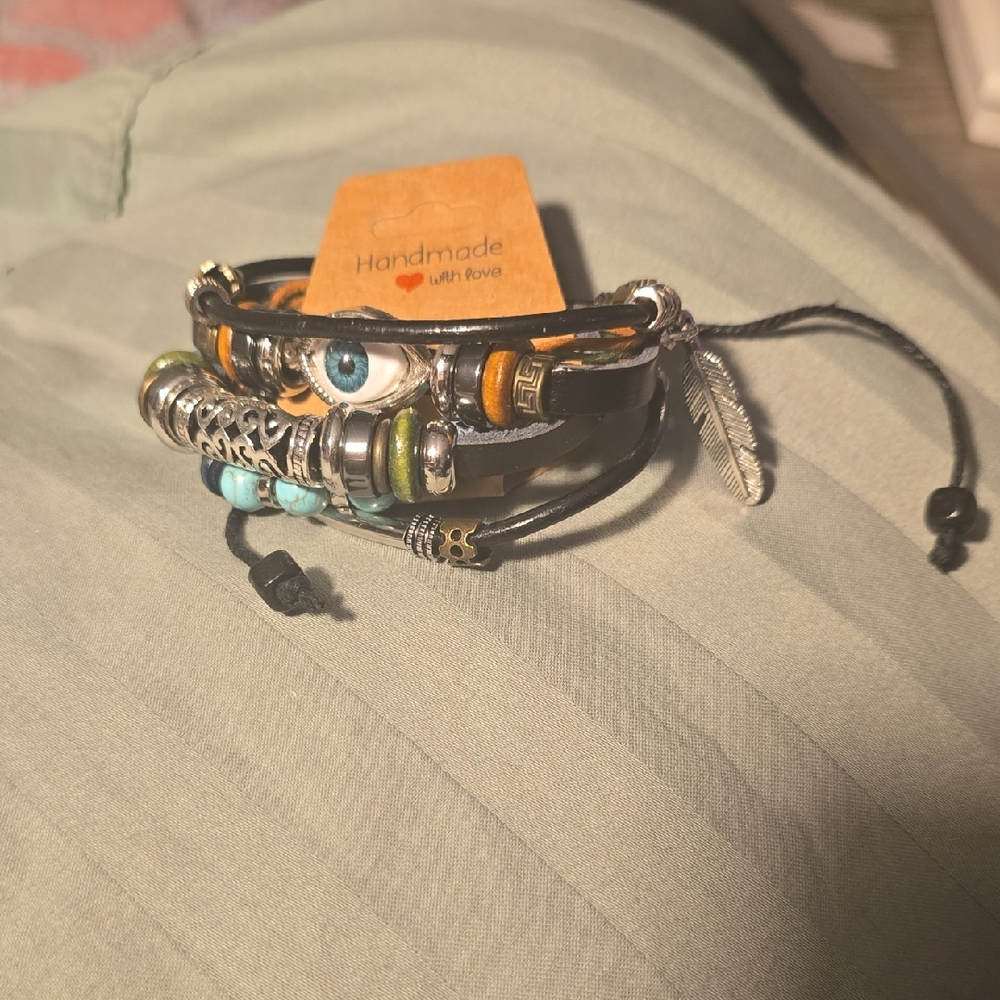 Multicolor Beaded Leatherlike Bracelet Set